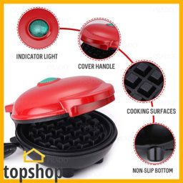 TOPSHOP Mini Electric Waffle Maker Non-Stick Pan Circular Bakeware Pancake Cookies Breakfast Machine的图片