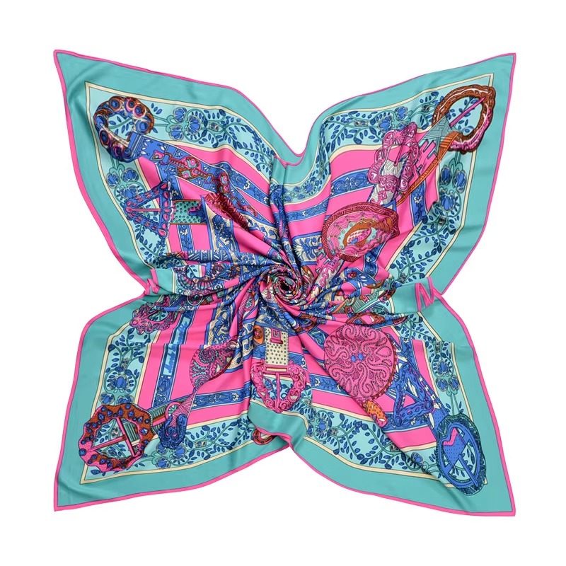 Picture of Stylish Long Scarves square Polyester Silk Satin Head Scarf